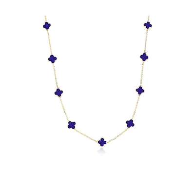 The Lovery Mini Lapis Clover Necklace 14K Yellow Gold