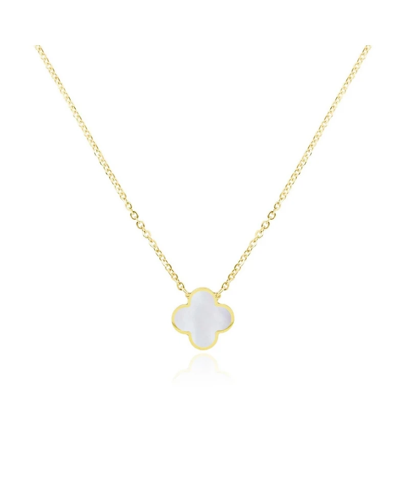 The Lovery Mother of Pearl Single Clover Necklace 14K Gold