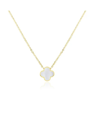 The Lovery Small Mother of Pearl Single Clover Necklace 14K Gold