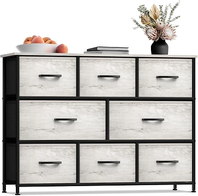 Sorbus 8 Drawers Wide Dresser - Organizer Unit with Steel Frame Wood Top and handle, Fabric Bins Amazing for household decluttering