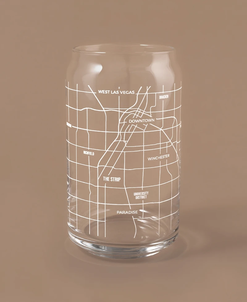 Narbo The Can Las Vegas Map 16 oz Everyday Glassware, Set of 2