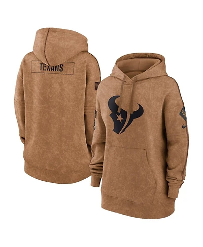 Women's Nike Brown Distressed Houston Texans 2023 Salute to Service Pullover Hoodie