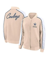 Women's Fanatics Tan Dallas Cowboys Lounge Full-Snap Varsity Jacket