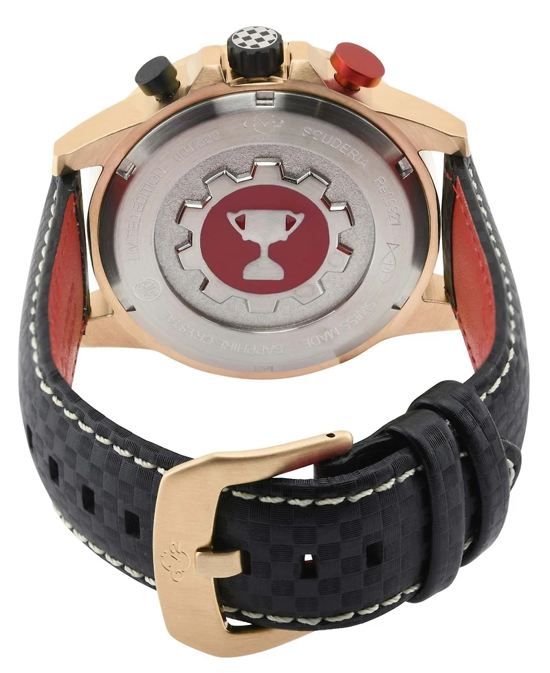 GV2 by Gevril Men's Scuderia Black Italian Leather Watch 45mm