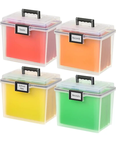 Iris 4 Pack Portable Letter File Box, Clear