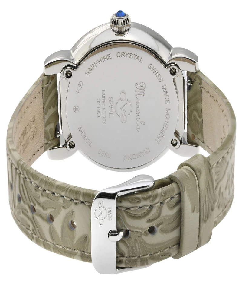GV2 by Gevril Women's Marsala Cream Leather Watch 37mm