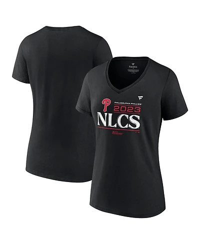 Women's Fanatics Black Philadelphia Phillies 2023 Division Series Winner Locker Room Plus Size V-Neck T-shirt
