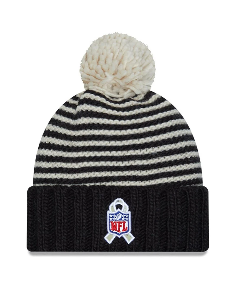 Women's New Era Black Green Bay Packers 2023 Salute To Service Cuffed Pom Knit Hat