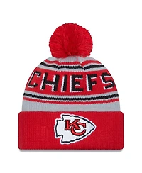 Men's New Era Red Kansas City Chiefs Main Cuffed Knit Hat with Pom