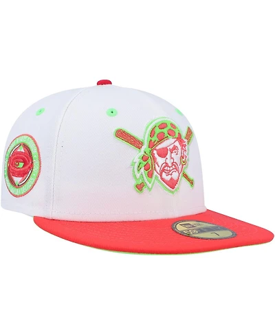 Men's New Era White, Coral Pittsburgh Pirates Three Rivers Stadium 30th Anniversary Strawberry Lolli 59FIFTY Fitted Hat