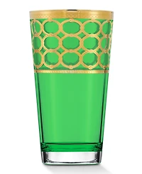 Lorren Home Trends Multicolor High Ball with Gold-Tone Rings, Set of 4