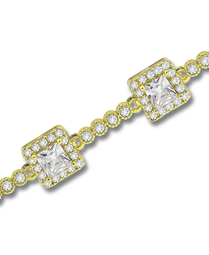Macy's Cubic Zirconia Princess Cut Stones Halo Link Bracelet