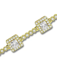 Macy's Cubic Zirconia Princess Cut Stones Halo Link Bracelet