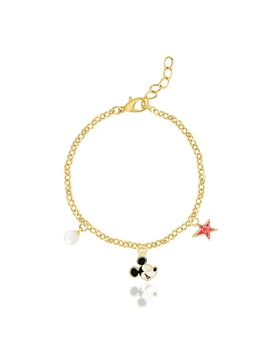 Disney Mickey Mouse Charm Bracelet 6.5" + 1" - Official License Gold Plated 100th Anniversary Limited Edition Bracelet