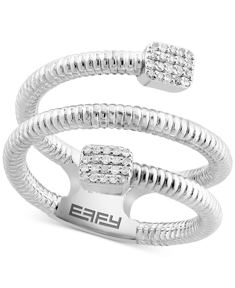 Effy Diamond Square Cluster Coil Ring (1/10 ct. t.w.) in Sterling Silver