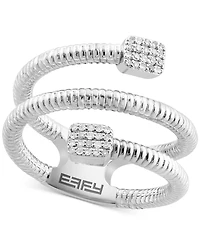 Effy Diamond Square Cluster Coil Ring (1/10 ct. t.w.) in Sterling Silver