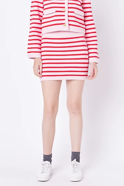 Women's Knit Striped Mini Skirt