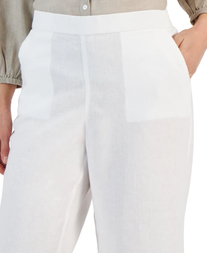 Charter Club Petite 100% Linen Pull-On Cropped Pants
