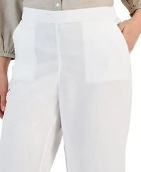 Charter Club Petite 100% Linen Pull-On Cropped Pants