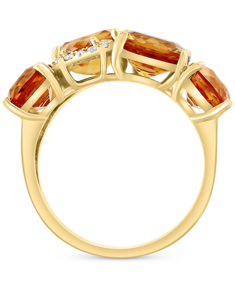 Effy Citrine (11-3/8 ct. t.w.) & Diamond (1/6 ct. t.w.) Halo Cluster Ring in 14k Gold