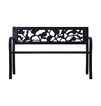 Patio Bench 49.2" Black Steel