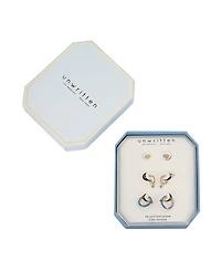 Unwritten Cubic Zirconia Bezel and Evil Eye 6-Piece Earring Set
