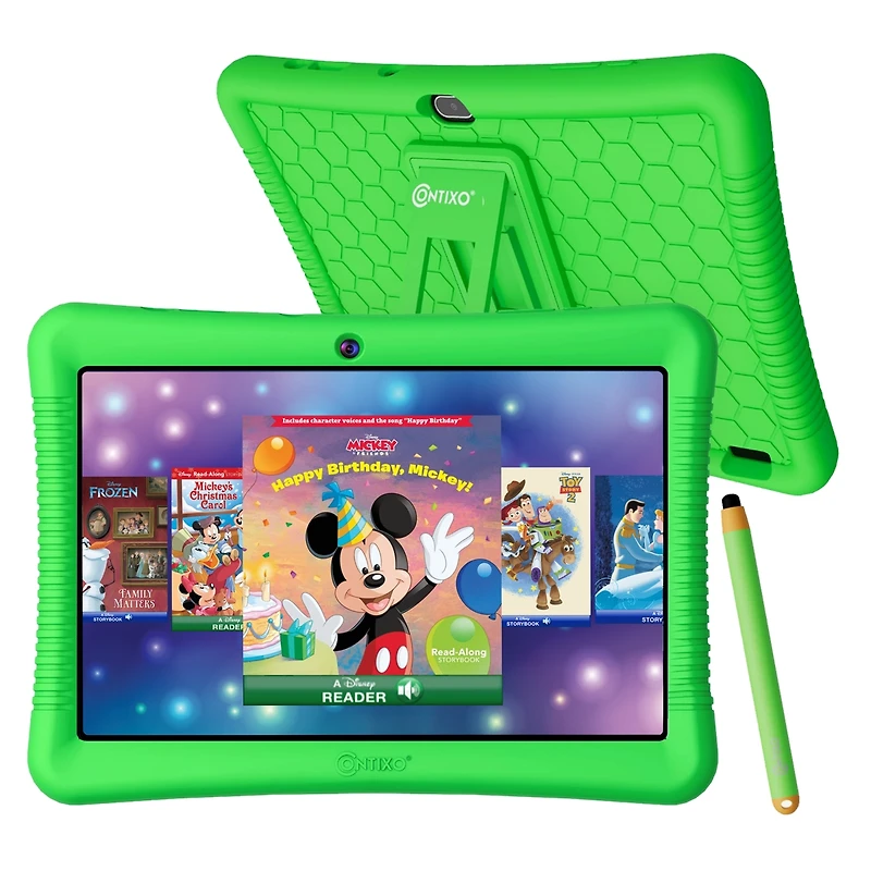 Contixo 10"Kids Tablet 32GB, Includes 80+ Disney Storybooks & Stickers, Kid-Proof Case with Kickstand & Stylus, (2024 Model)