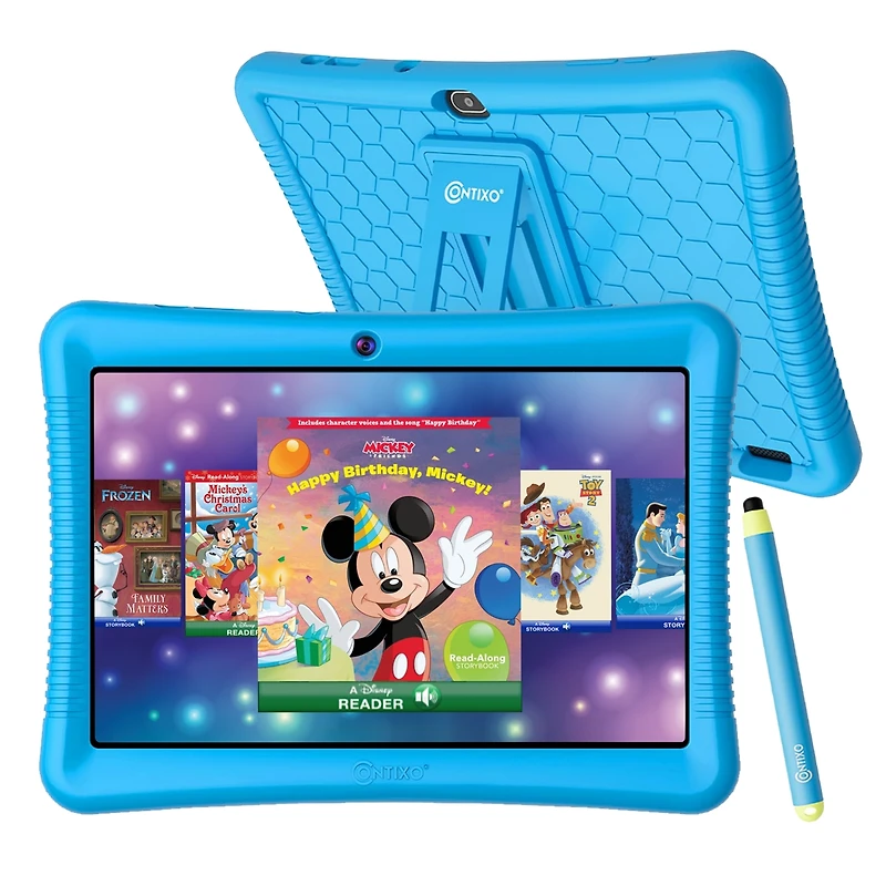 Contixo 10"Kids Tablet 32GB, Includes 80+ Disney Storybooks & Stickers, Kid-Proof Case with Kickstand Stylus, (2024 Model)