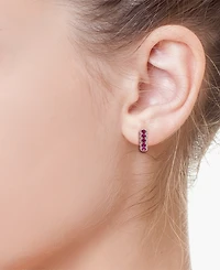 Effy Ruby (1-1/4 ct. t.w.) & Diamond (1/4 ct. t.w.) Hoop Earrings in 14k Rose Gold
