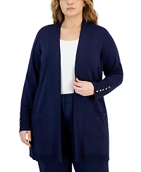 Jm Collection Plus Open-Front Long-Sleeve Cardigan, Exclusively at Macy's