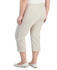 Jm Collection Plus Size Side Lace-Up Capri Pants, Created for Macy's