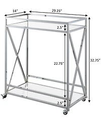 Convenience Concepts 29.25" Chrome Oxford Glass Bar Cart With Shelf