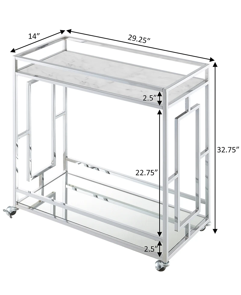Convenience Concepts 29.25" Chrome Town Square Mirrored Bar Cart