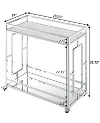 Convenience Concepts 29.25" Chrome Town Square Mirrored Bar Cart
