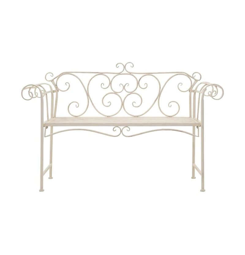 Patio Bench 52" Metal Antique White