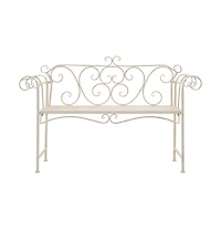 Patio Bench 52" Metal Antique White