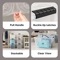 Iris 6 Pack 53qt Clear View Plastic Storage Bin with Lid and Secure Latching Buckles
