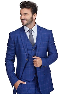 Gino Vitale Men's 3-Piece Windowpane Plaid Slim Fit Suit