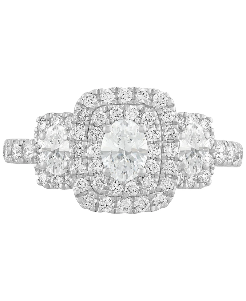 Diamond Oval Double Halo Engagement Ring (1-1/3 ct. t.w.) in 14k White Gold