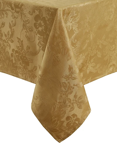 Elrene Poinsettia Elegance Jacquard Holiday Tablecloth- 52" Square