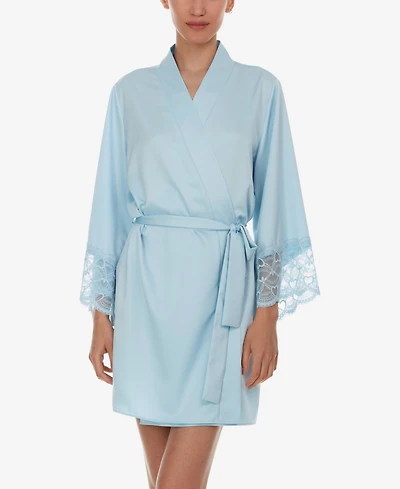 Flora by Nikrooz Kit Heart Lace Matte Charmeuse Wrap Robe