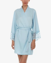Flora by Nikrooz Kit Heart Lace Matte Charmeuse Wrap Robe