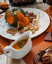 Euro Ceramica Pumpkin Leaf Oval Platter, 20"
