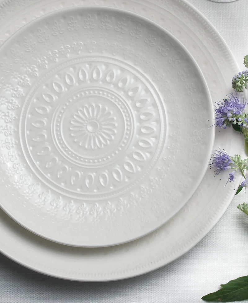 Euro Ceramica Fez 16 Pc. Double Bowl Dinnerware Set, Service for 4