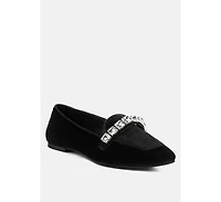 Lamington Womens Diamante Embellished Velvet Loafers
