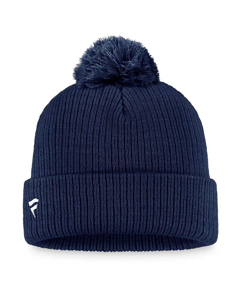 Women's Fanatics Navy Houston Texans Logo Cuffed Knit Hat with Pom