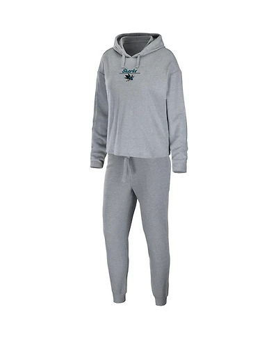 Women's Wear by Erin Andrews Heather Gray San Jose Sharks Logo Pullover Hoodie and Pants Sleep Set