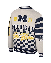 Men's and Women's The Wild Collective Cream Michigan Wolverines Jacquard Full-Zip Sweater