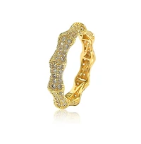 Suzy Levian Sterling Silver Cubic Zirconia Bamboo Eternity Band Ring