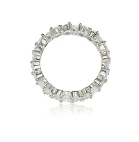Suzy Levian Sterling Silver Cubic Zirconia Floral Eternity Band Ring